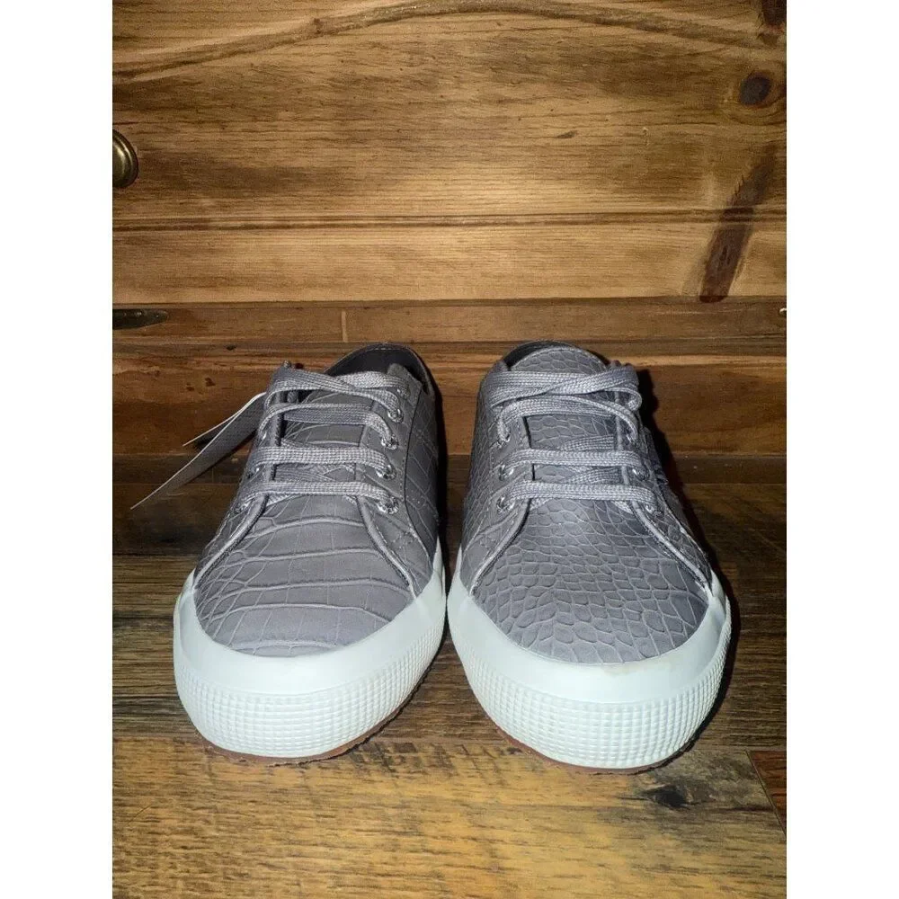 NWT Superga Women's  Sleek & Chic Crocodile Embossed Lace-up Low Top Sneaker 7.5